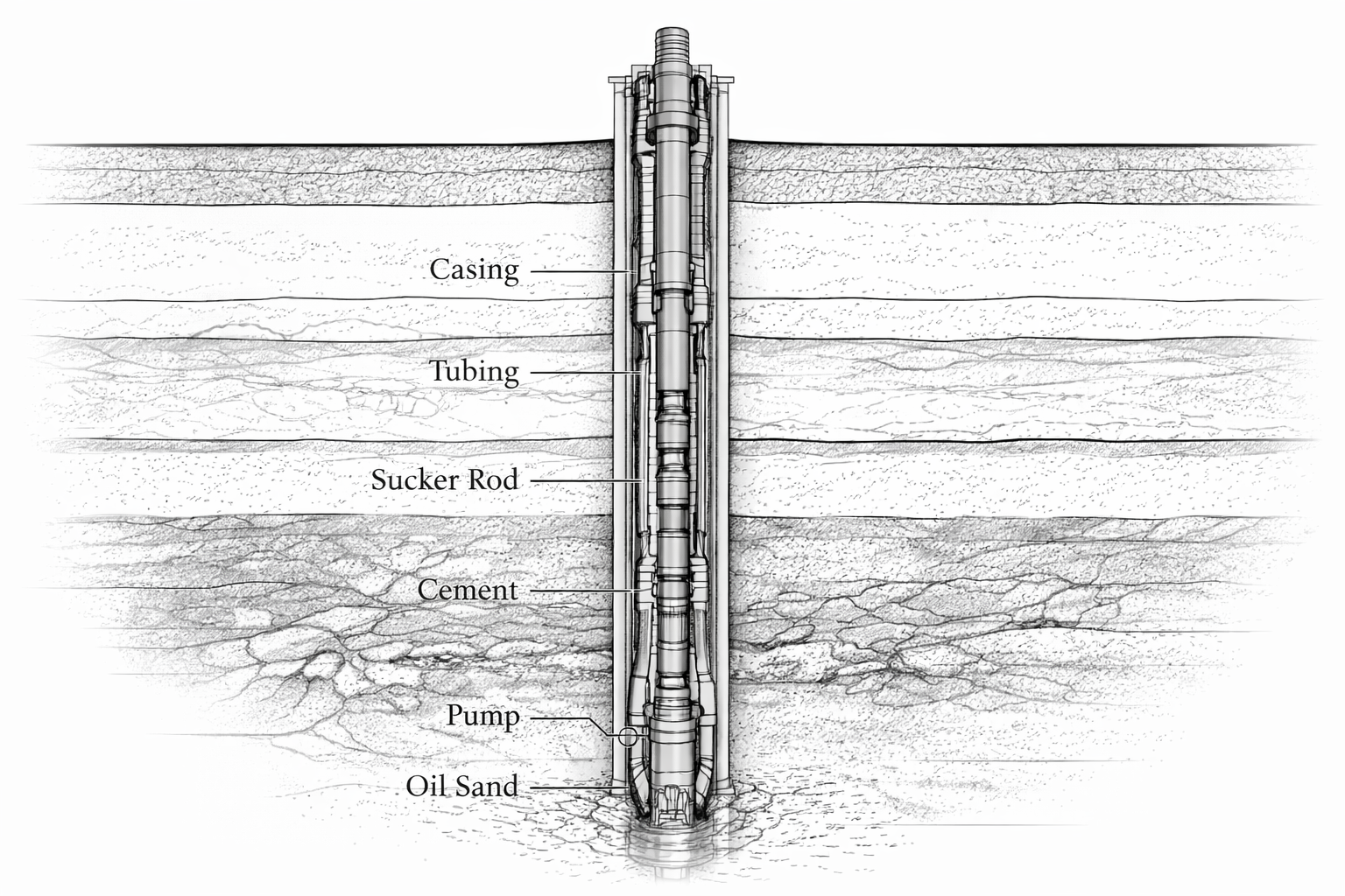 Rod pump well-section diagram