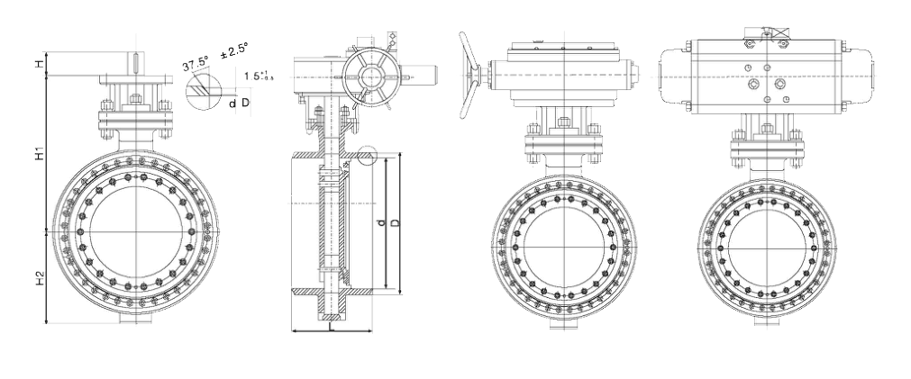 Butt Welding Triple Offset Butterfly Valve drawing