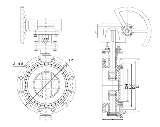 Double Eccentric Metal-to-Metal Seated Butterfly Valve drawing