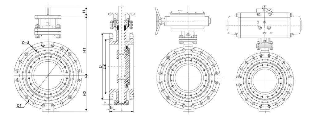 Flanged Triple Offset Butterfly Valve drawing