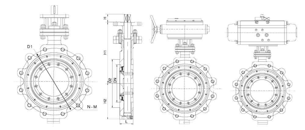 Lug Type Triple Offset Butterfly Valve drawing