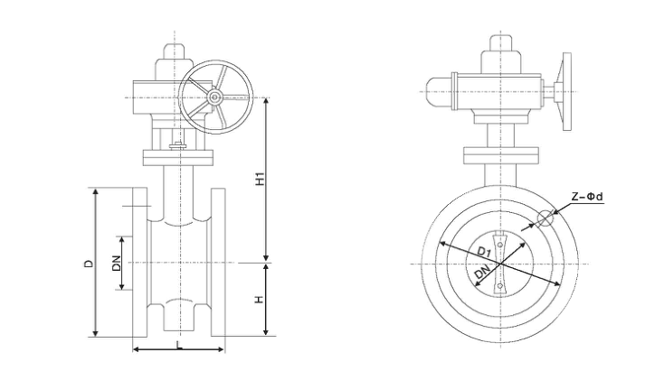 Soft Sealing Concentric Butterfly Valve drawing