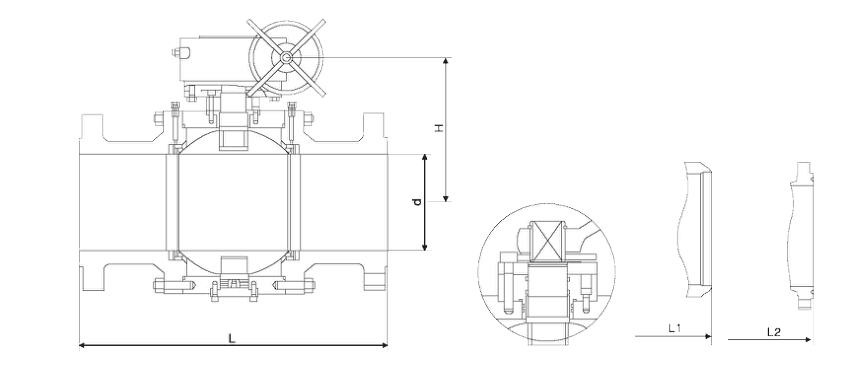 Trunnion Mounted Forged Steel Ball Valve drawing
