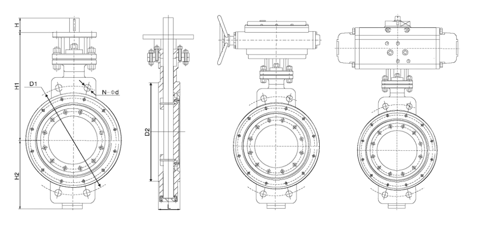 Wafer Type Triple Offset Butterfly Valve drawing